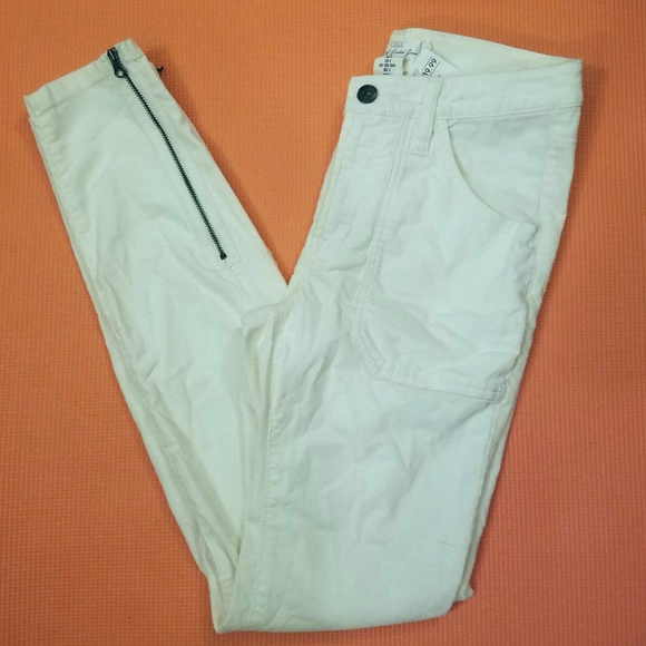 Zip Ankle Cream Skinny Cords - Picture 2 of 3